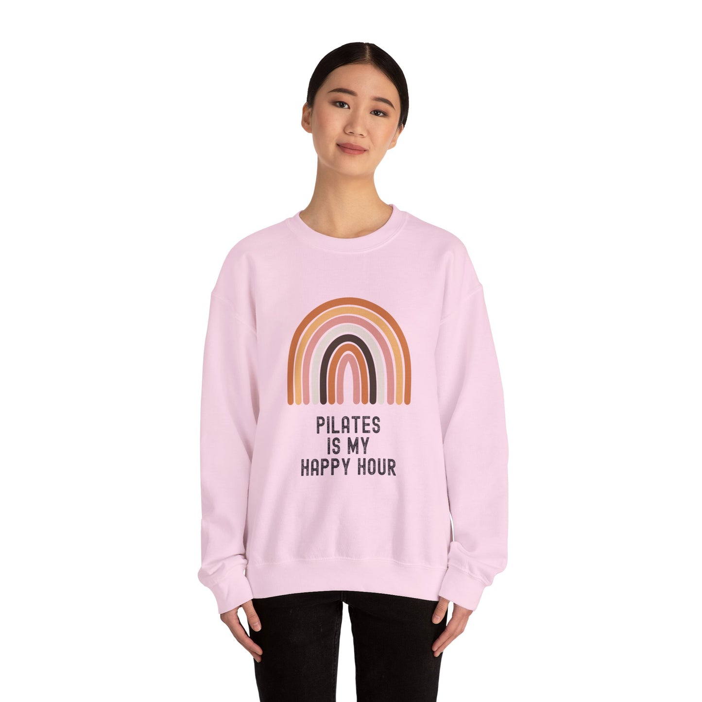 Pilates Rainbow Crewneck Sweatshirt, Cozy Exercise Sweatshirt, Gift for Fitness Lovers, Motivational Apparel, Workout Pullover