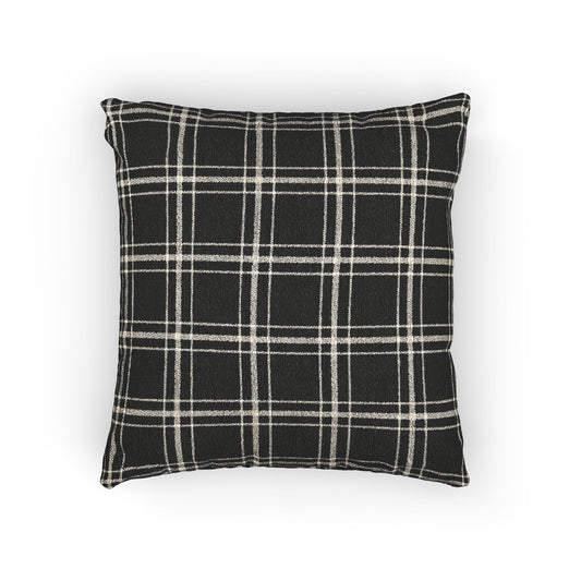 Cozy Blue and White Plaid - Woven Throw Pillow