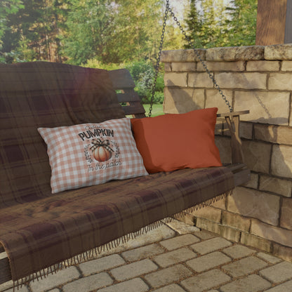 Cutest Pumpkin in the Patch Plaid Outdoor Pillow — Fall Gingham Decorative Pillow