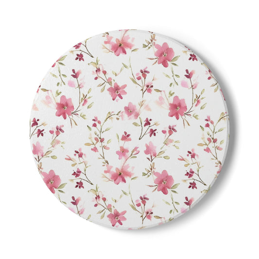 Floral Ceramic Coaster Set, Vintage Flower Drink Coasters, Home Decor, Gift for Her, Coffee Table Accessories, Spring Decoration