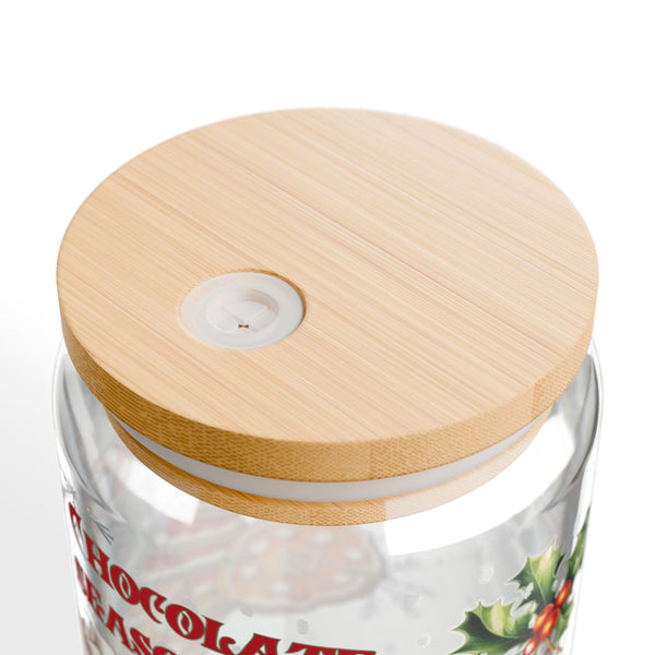 Hot Chocolate 16oz Glass, Hot Chocolate Season Can Glass, Christmas Gift Cup, Glass Jar with Lid and Straw, 16oz Glass Cup, Libbey Cup