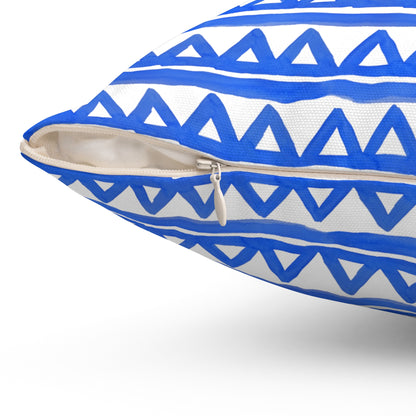 Blue Triangle Patterned - Indoor Square Pillow