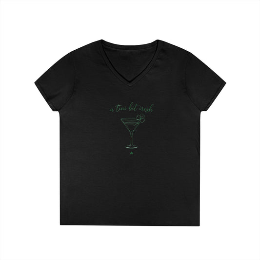 A Tini Bit Irish Shirt Women St Patricks Day V-Neck Tee