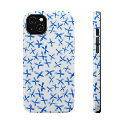 Blue Floral MagSafe Tough Case for iPhone