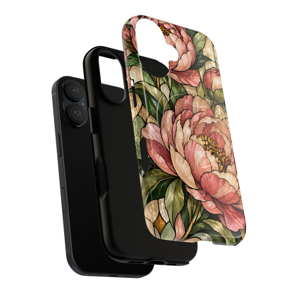 Glossy or Matte Stained Glass Peony MagSafe iPhone Case