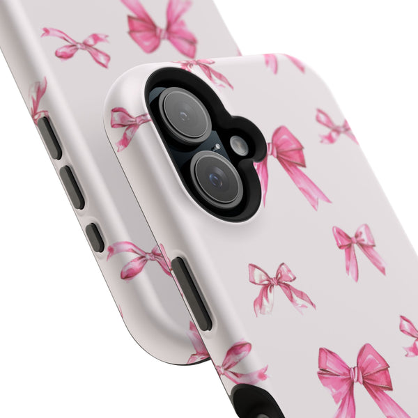 Coquette Pink Bow MagSafe Phone Case | Fits iPhone 13–16 | Matte or Glossy Finish