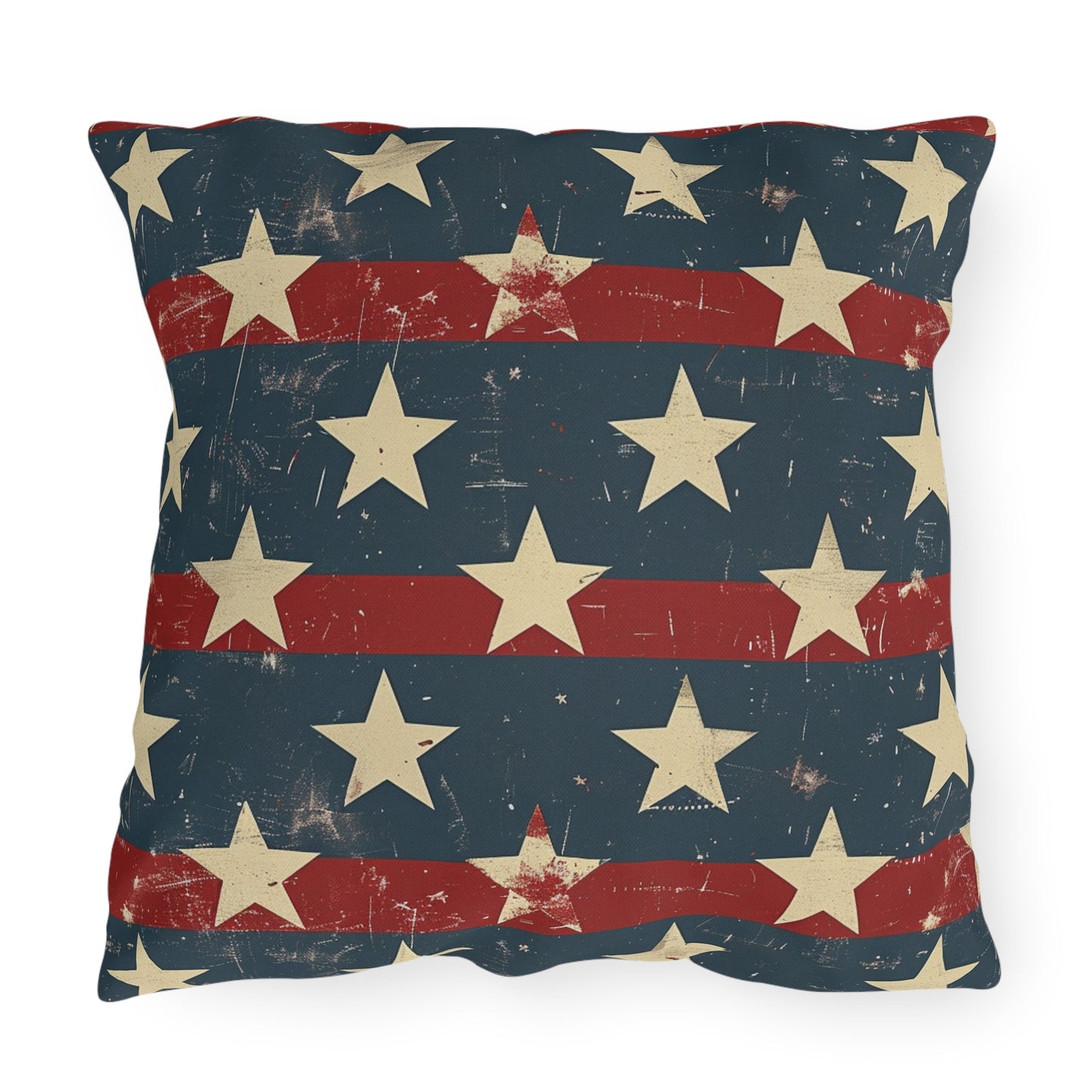 Distressed American Flag Design - Outdoor Throw Pillow