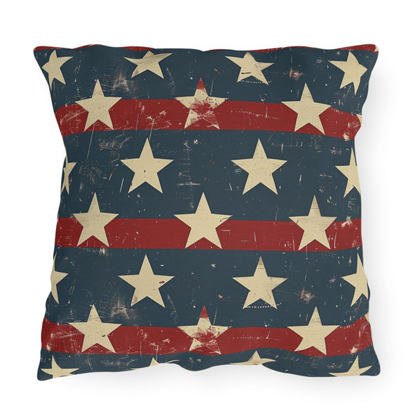 Distressed Outdoor American Flag Pillow