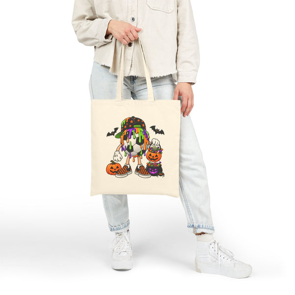 Drippy Soccer Ball Candy Skull Tote Bag | Pumpkin, Bats, Trick-or-Treat