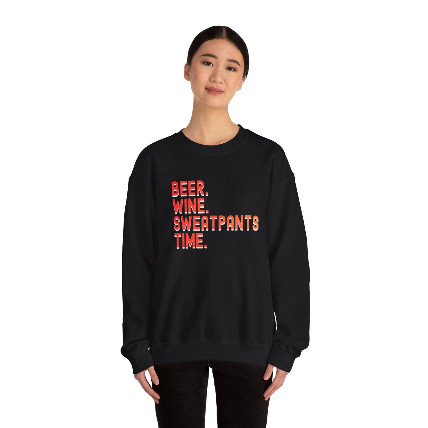 Funny "Beer Wine Sweatpants Time" Crewneck Sweatshirt