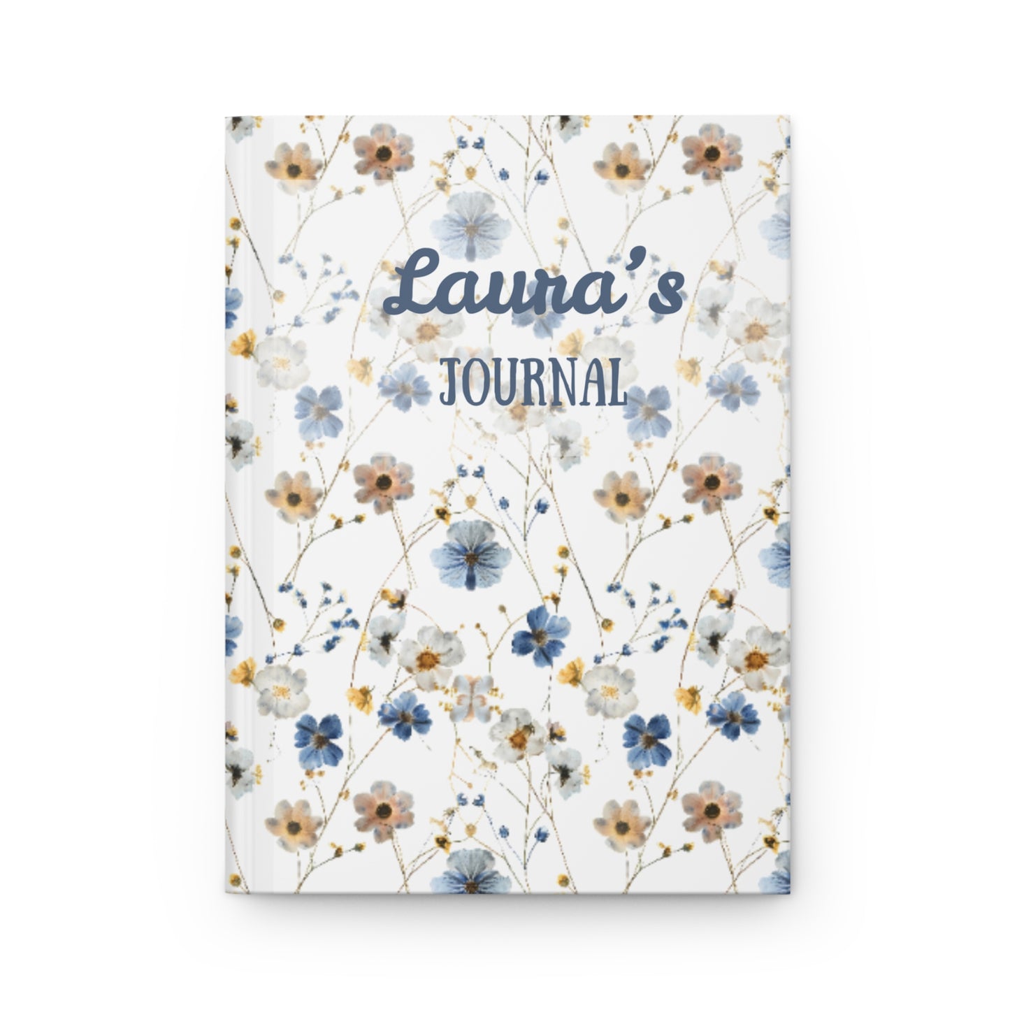 Personalized Floral Hardcover Journal, Custom Name, 150 Lined Pages, Stylish Matte Finish