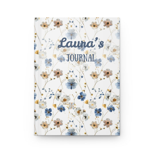 Personalized Floral Hardcover Journal, Custom Name, 150 Lined Pages, Stylish Matte Finish