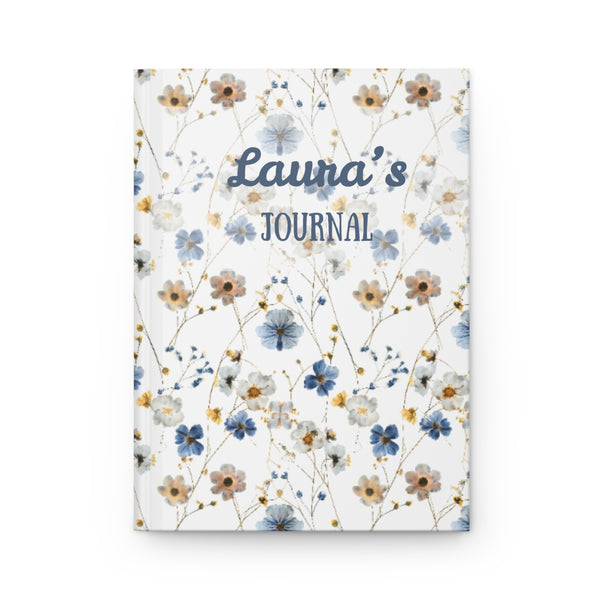 Personalized Floral Hardcover Journal, Custom Name, 150 Lined Pages, Stylish Matte Finish