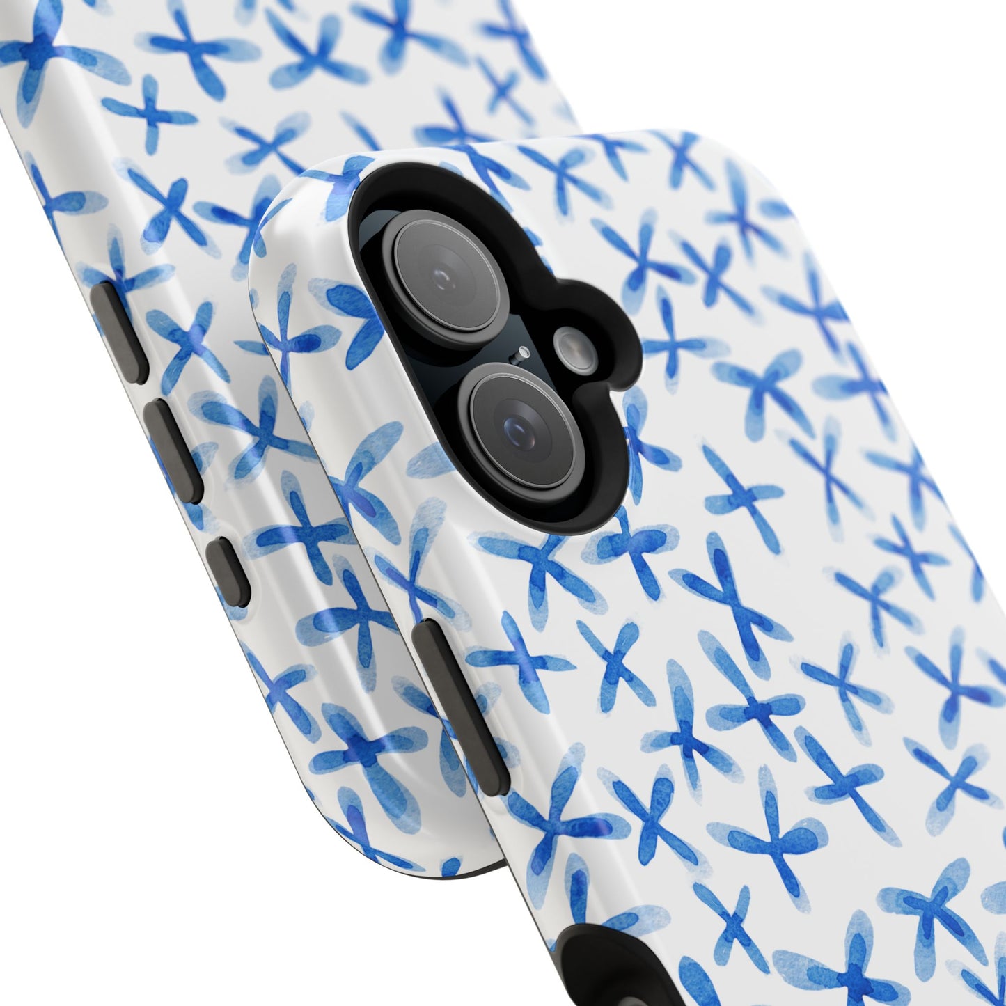 Blue Floral MagSafe iPhone Case — Magnetic Impact-Resistant