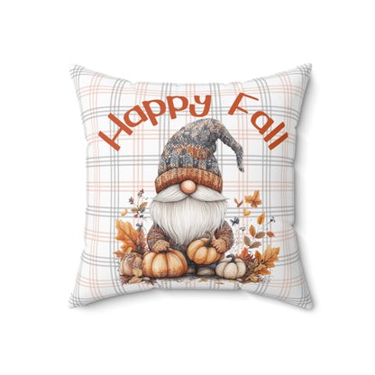 Happy Fall Gnome and Plaid - Indoor Throw Pillow