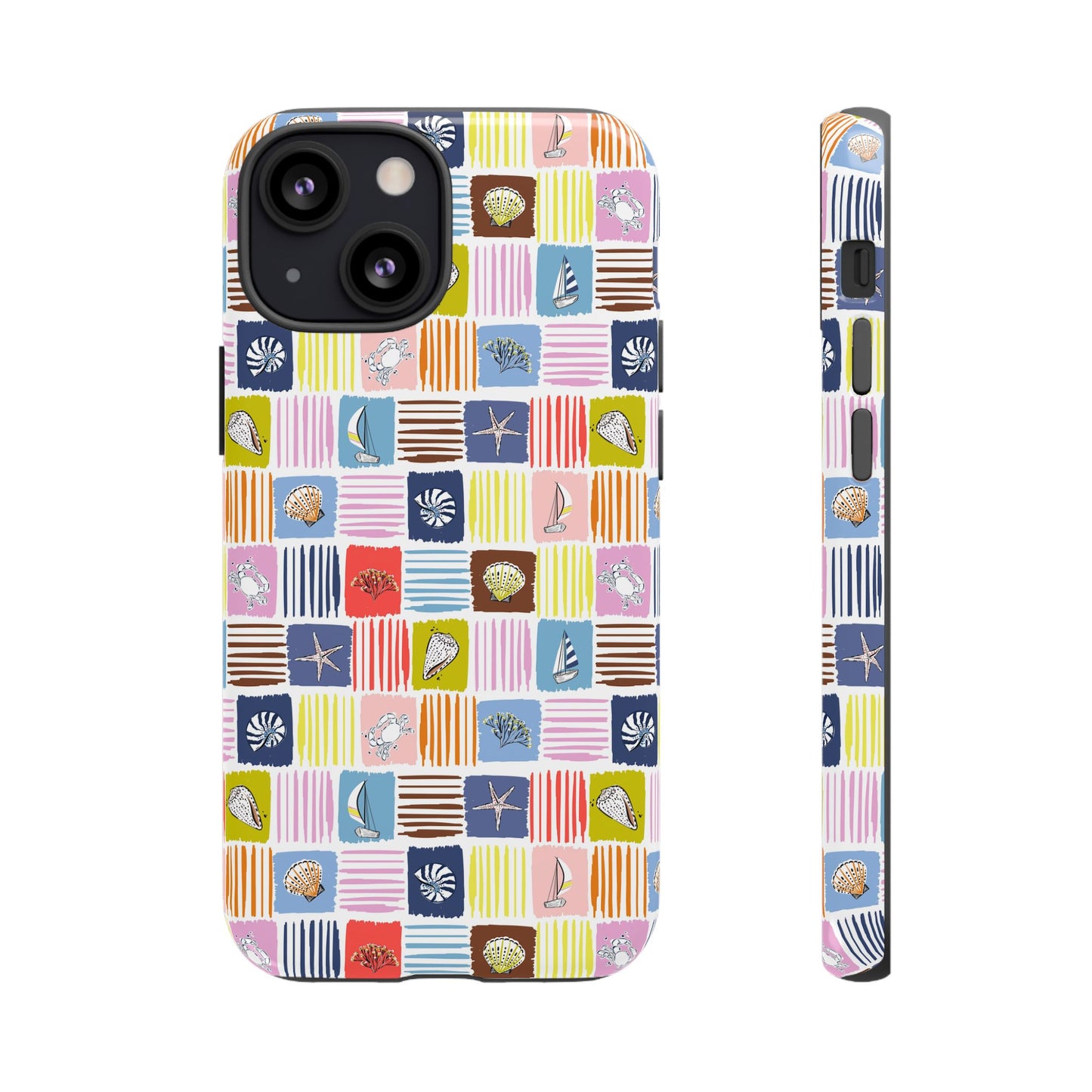 Colorful Seashells Sailboats and Starfish Summer Themed Phone Case