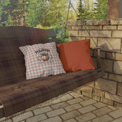 Cutest Pumpkin in the Patch Plaid Outdoor Pillow — Fall Gingham Decorative Pillow