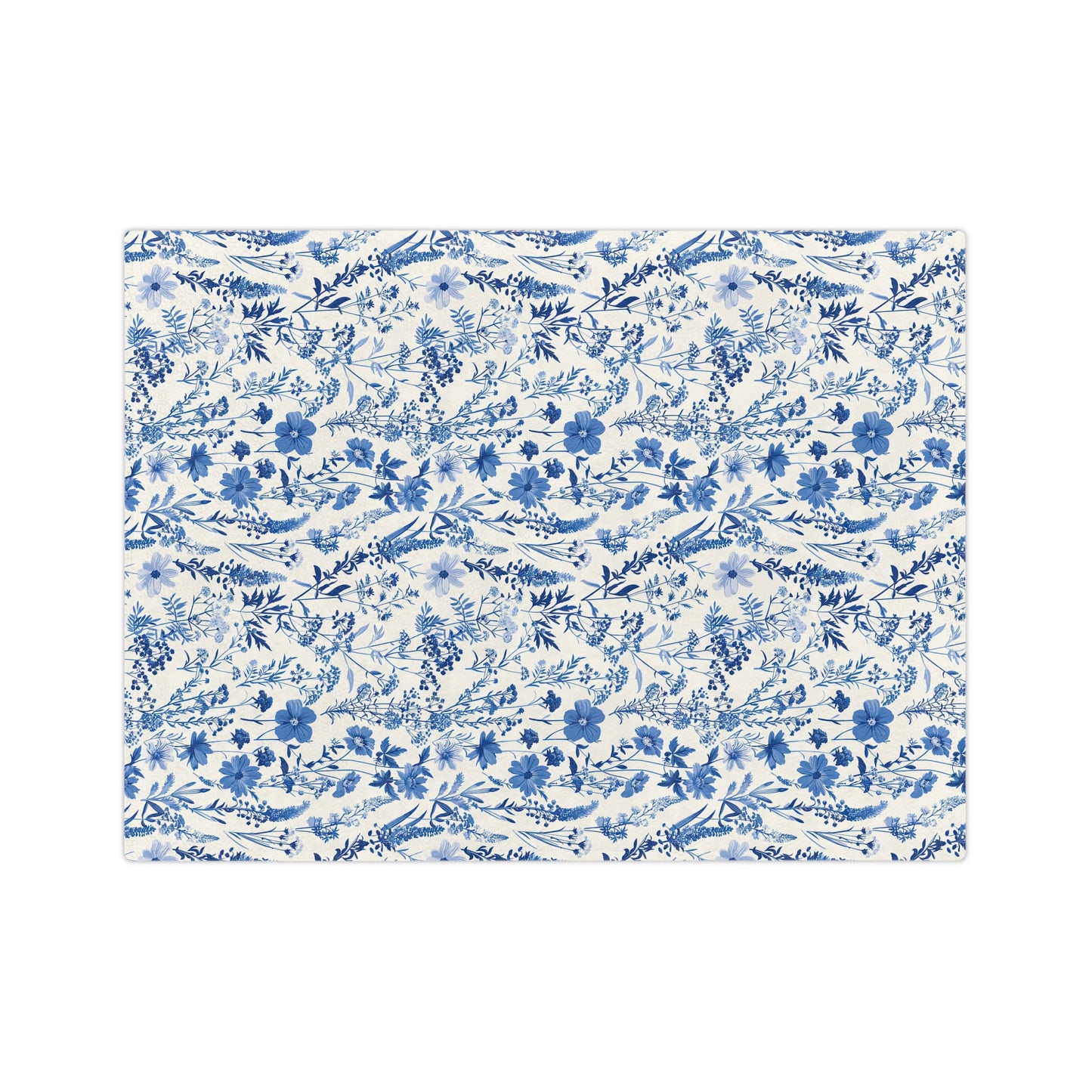 Blue Floral Toile Velveteen Blanket, Cozy Microfiber Throw for Home Decor, Gift for Her, Bedroom Decor, Perfect for Weddings and Holidays