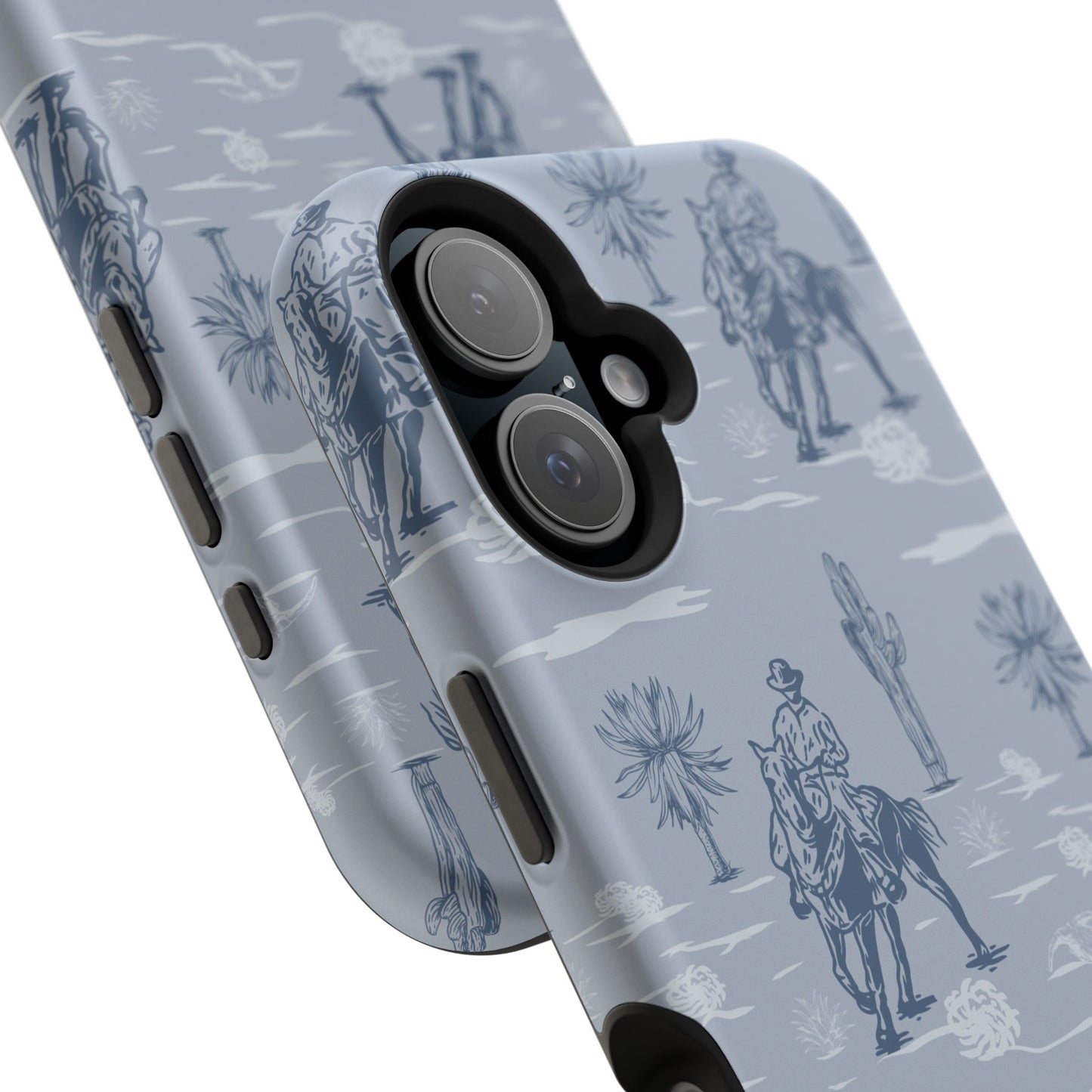 iPhone Case - Blue Cowboy and Cactus Western Themed MagSafe Tough Case