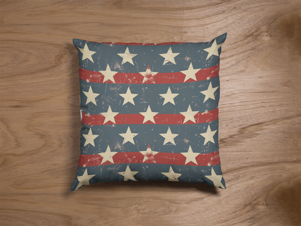 Distressed Outdoor American Flag Pillow