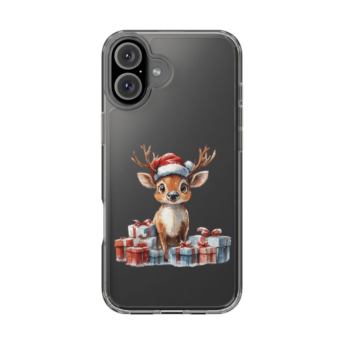 Festive Reindeer on a Clear Phone Case