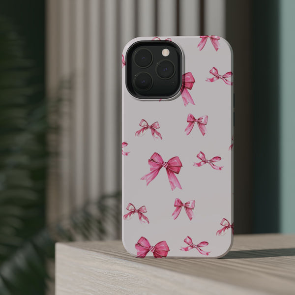 Coquette Pink Bow MagSafe Phone Case | Fits iPhone 13–16 | Matte or Glossy Finish