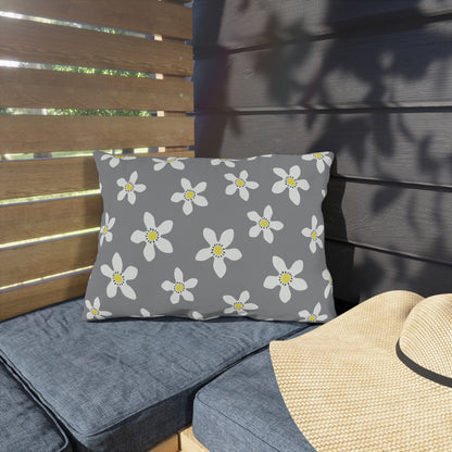 Daisy on Gray - Outdoor Throw Pillow