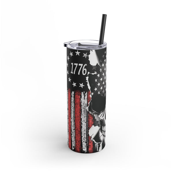 We The People 20oz Skinny Tumbler, 1776 Flag and Skull Tumbler