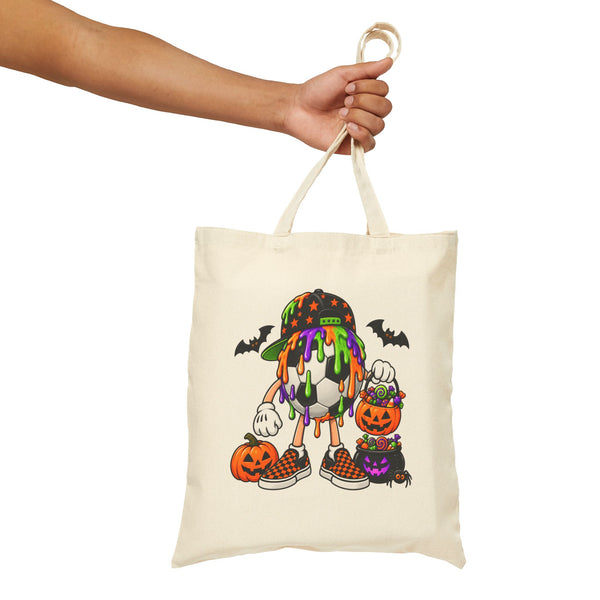 Drippy Soccer Ball Candy Skull Tote Bag | Pumpkin, Bats, Trick-or-Treat