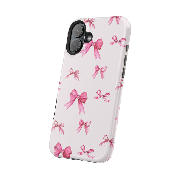 Coquette Pink Bow MagSafe Phone Case | Fits iPhone 13–16 | Matte or Glossy Finish