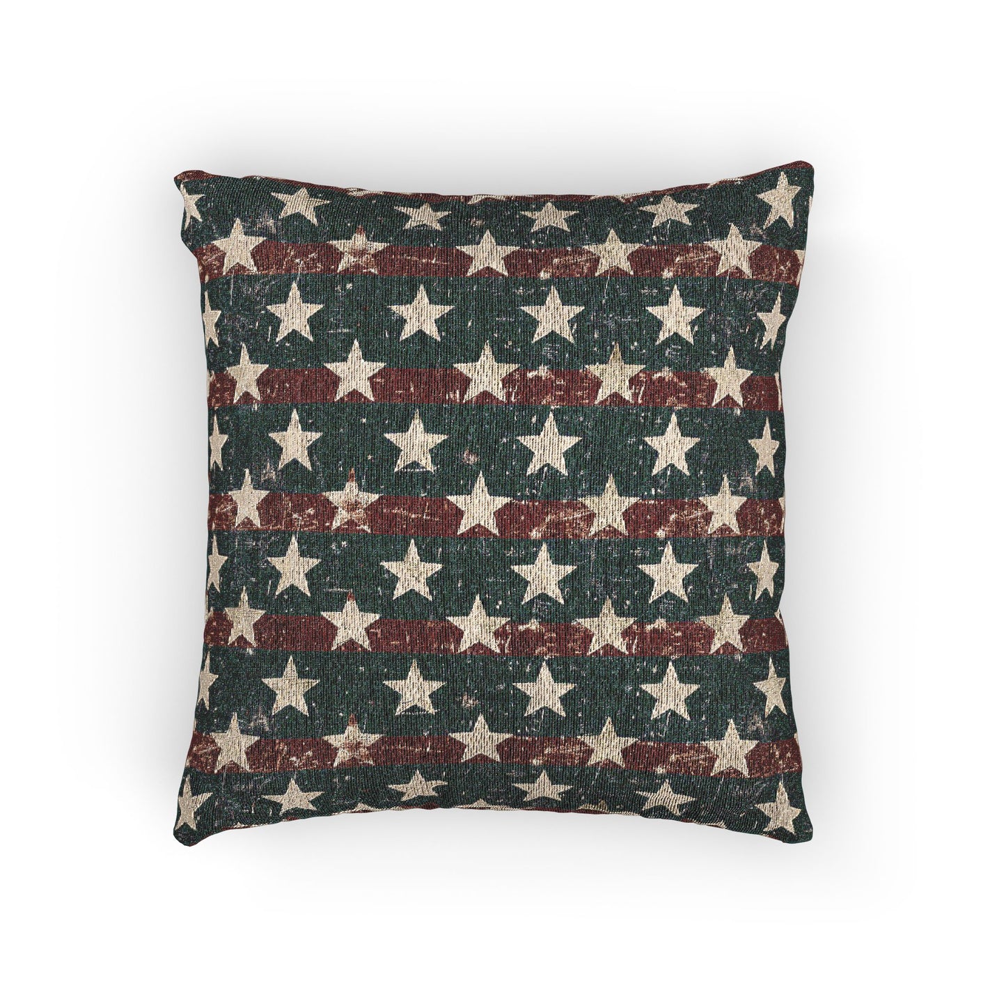 Woven Patriotic Indoor Throw Pillow - Rustic Home Decor