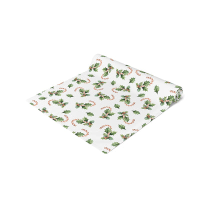 Christmas Table Runner Featuring Holly & Candy Canes
