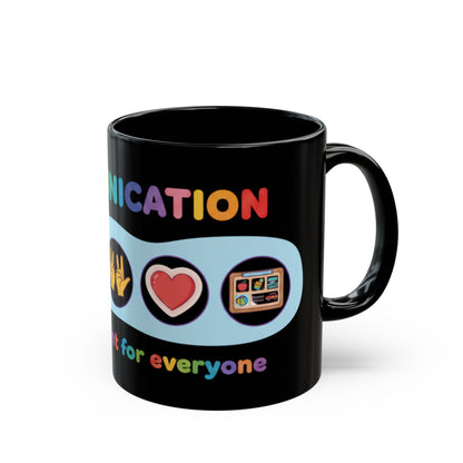 Neurodiversity Communication Mug - 11oz Black Ceramic - Inclusive AAC & ASL Art
