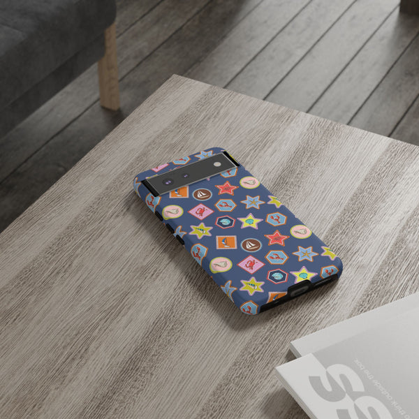 Lobsters Sailboats and Seashells on Navy Blue Phone Case