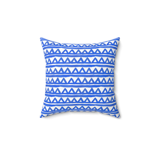 Blue Triangle Patterned - Indoor Square Pillow