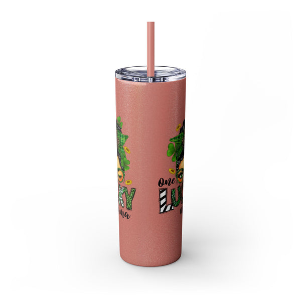One Lucky Mama 20oz Skinny Tumbler with Straw,  St Patricks Themed Tumbler