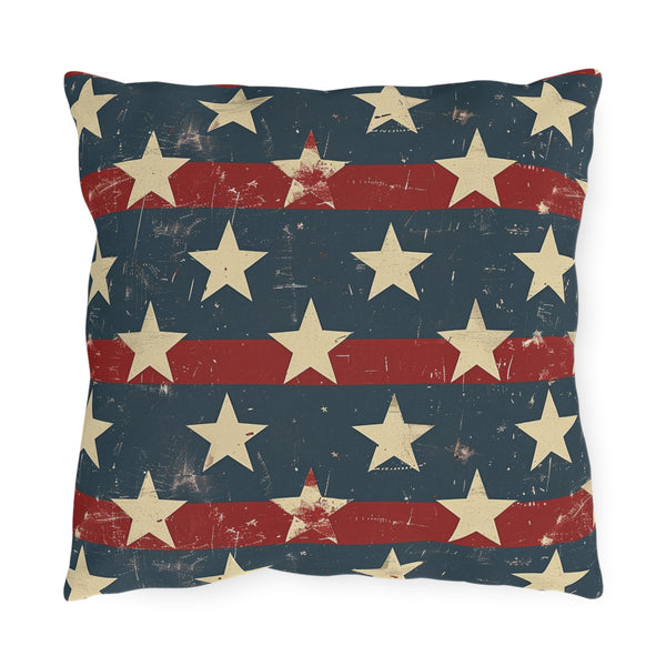 Distressed Outdoor American Flag Pillow