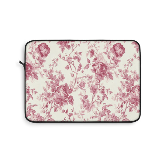 Pink Floral Toile De Jouy Laptop Sleeve