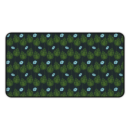 Blue and Green Floral Garden - Desk Mat