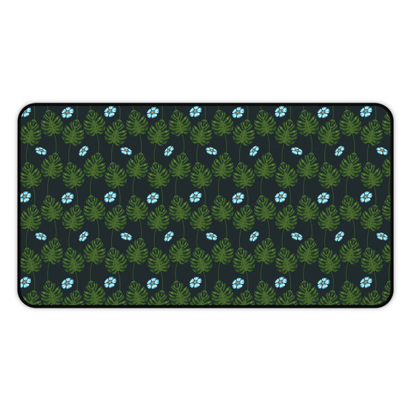 Blue and Green Floral Garden - Desk Mat