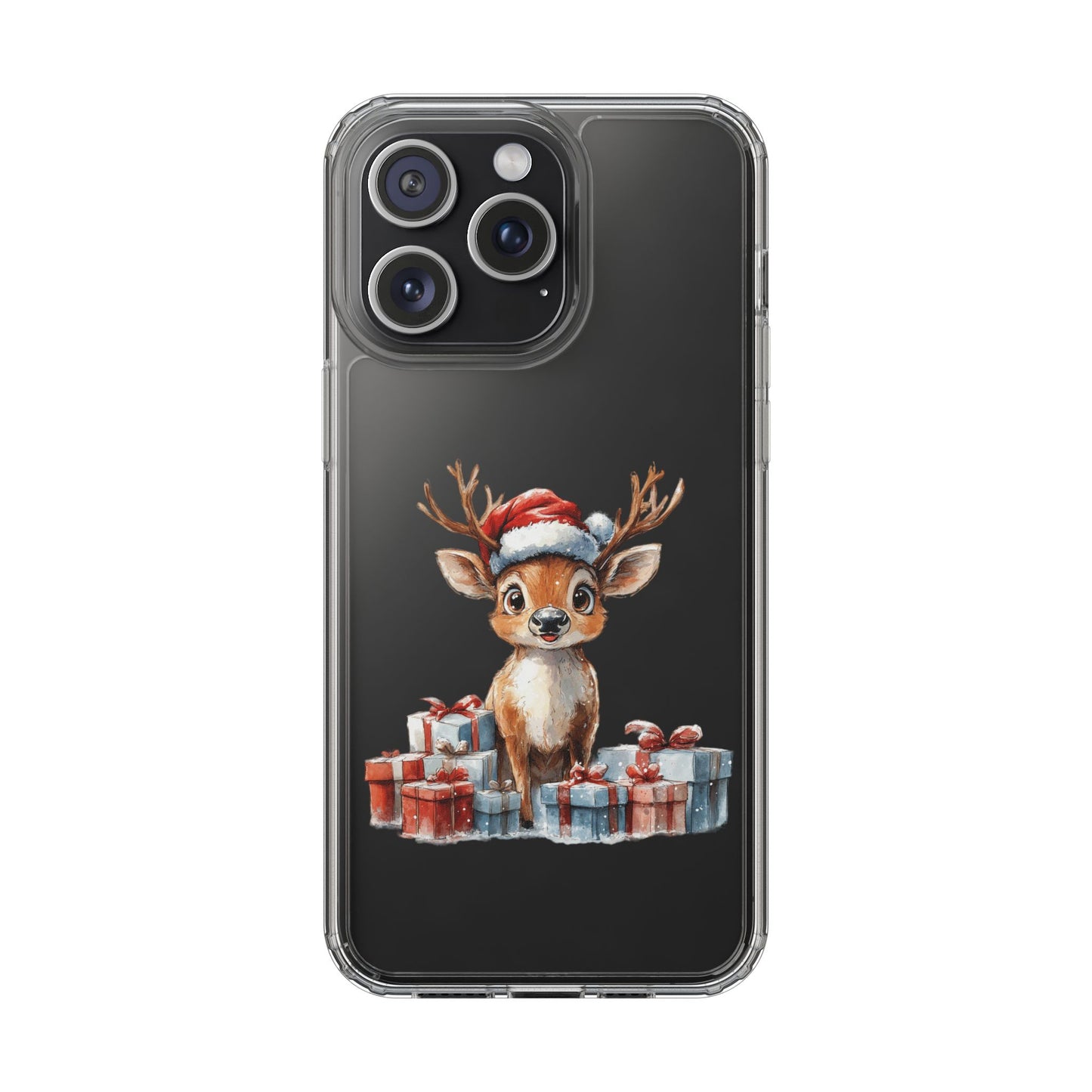 Festive Reindeer on a Clear Phone Case