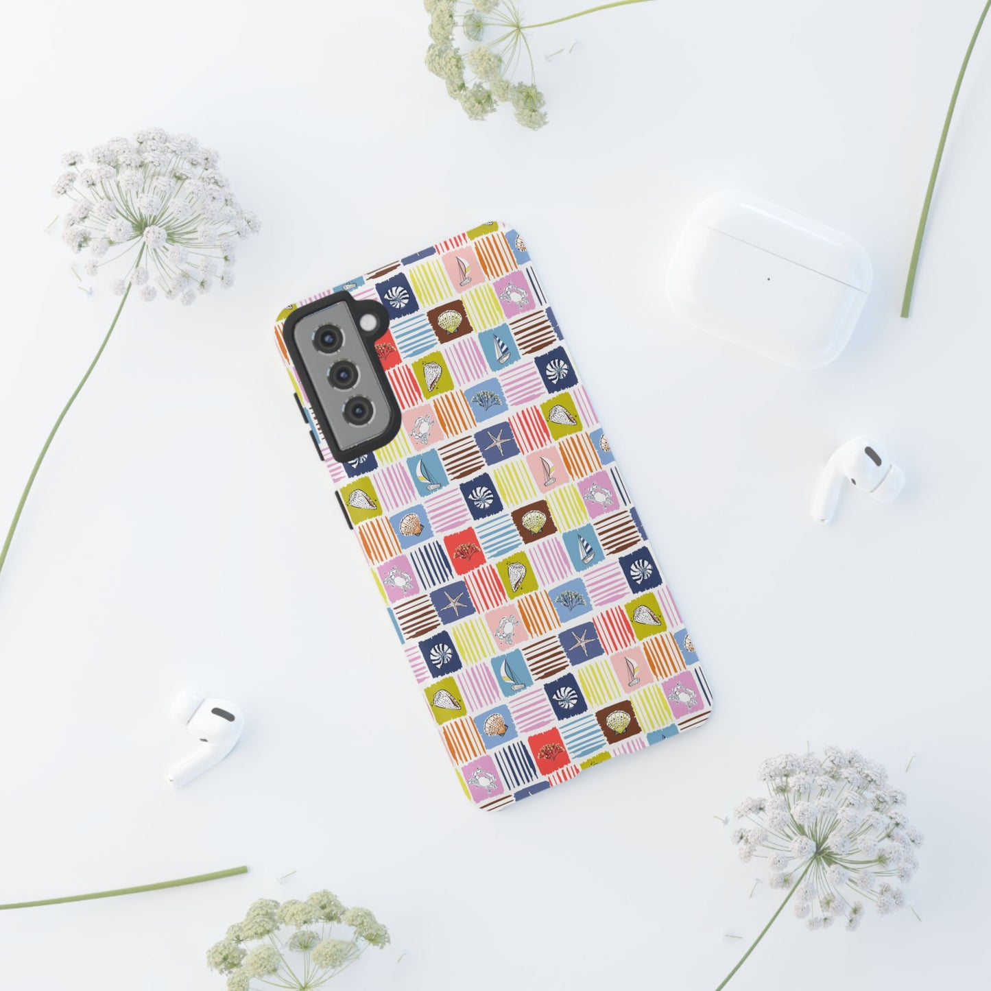 Colorful Seashells Sailboats and Starfish Summer Themed Phone Case