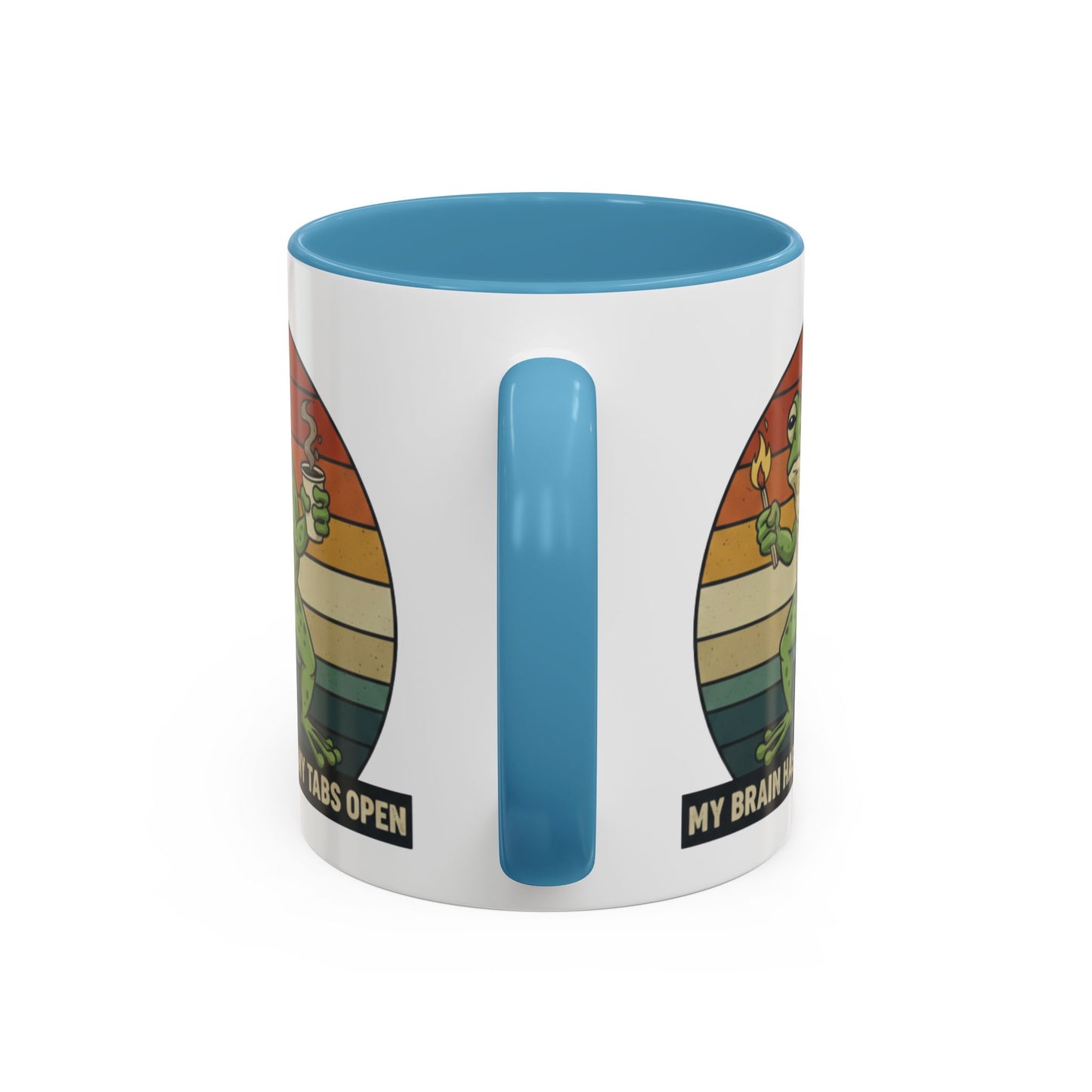 "Too Many Tabs Open" Retro Frog Accent Mug - 11oz & 15oz Ceramic Coffee Cup