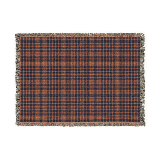 Red and Blue Plaid Woven Throw Blanket