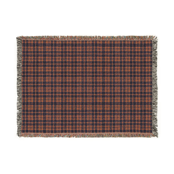 Red and Blue Plaid Woven Throw Blanket