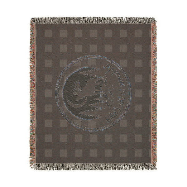 Welcome to the Cabin Woven Blanket | Moose & Pine Tree Buffalo Plaid Throw | Rustic Lodge Cabin Decor | Fall & Winter Gift