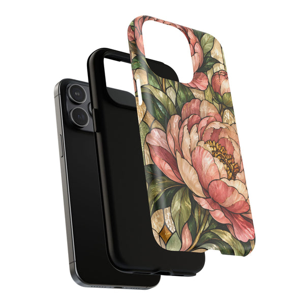 Glossy or Matte Stained Glass Peony MagSafe iPhone Case