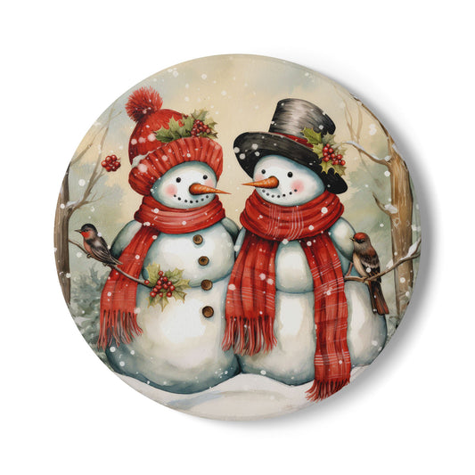 Snowman Holiday Ceramic Coaster Set, Christmas Decor, Winter Drinkware, Gift for Him/Her, Cozy Home Accents