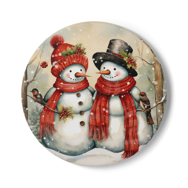 Snowman Holiday Ceramic Coaster Set, Christmas Decor, Winter Drinkware, Gift for Him/Her, Cozy Home Accents