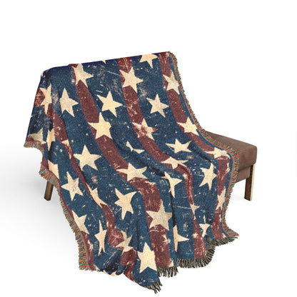 Patriotic Star Woven Blanket